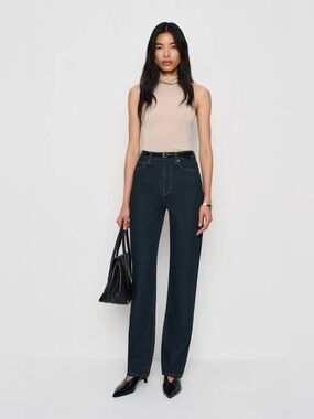 Reformation Harriet High Rise Relaxed Straight Jeans in Ondine Color